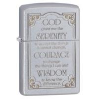 Satin Chrome Serenity Prayer Zippo Lighter