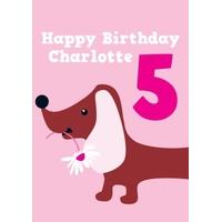 sausage dog 5th fifth birthday card