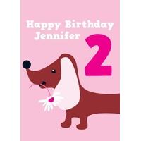 sausage dog 2nd second birthday card