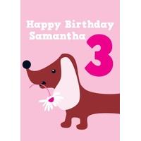 Sausage Dog 3rd Birthday Card
