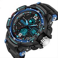 SANDA Men\'s Fashion Sport LED Analog Digital Dual Time Luminous Rubber Band Waterproof Watch Fashion Wrist Watch Cool Watch