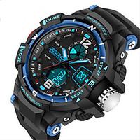 sanda mens fashion sport led analog digital dual time luminous rubber  ...