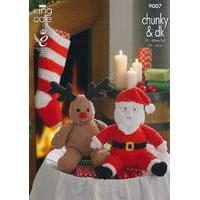 Santa and Rudolph toys and Stocking In King Cole Chunky & DK (9007)