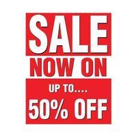 Sales Poster with Up To 50 Percent Off Text A1 Red and White SALE50