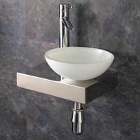 Savona Glass Basin with Wall Hung Right Handed Stainless Mount inc Tap
