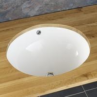 Santo 42cm by 34cm Undercounter White Oval Ceramic Bathroom Basin