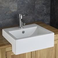 Santana Semi Recessed 50cm x 46cm Rectangular Inset Countertop Washbasin