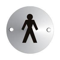 satin anodised aluminium circular convex sign 72mm diameter gents logo