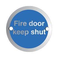 Satin Anodised Aluminium Circular Sign 72mm Diameter Fire Door Keep