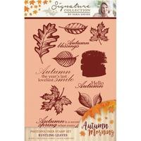 sara signature autumn morning photopolymer stamp rustling leaves