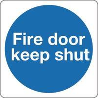 Safety Sign Fire Door Keep Shut 100x100mm Self-Adhesive Pack of 5