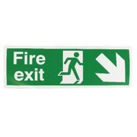 Safety Sign Fire Exit Running Man Arrow DownRight 150x450mm