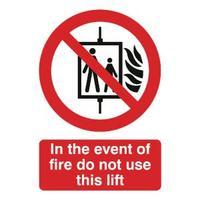 safety sign in the event of fire do not use this lift fr08651r