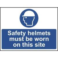 safety helmets must be worn self adhesive sign 600 x 450mm