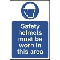 Safety Helmets Must Be Worn In This Area - Self Adhesive (200 x 300mm)