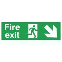 Safety Sign Fire Exit Running Man Arrow DownRight 150x450mm PVC