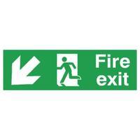 Safety Sign Fire Exit Running Man Arrow DownLeft 150x450mm PVC