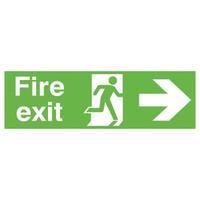 Safety Sign Niteglo Fire Exit Running Man Arrow Right 150x450mm PVC