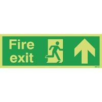 Safety Sign Niteglo Fire Exit Running Man Arrow Up 150x450mm PVC