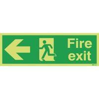 Safety Sign Niteglo Fire Exit Running Man Arrow Left 150x450mm PVC