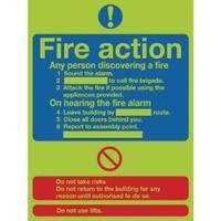 Safety Sign Niteglo Fire Action 300x250mm Self-Adhesive FR03527L