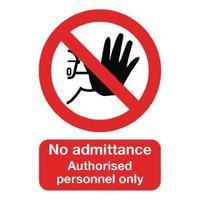 Safety Sign No Admittance Authorised Personnel Only A5 Self-Adhesive
