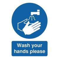 Safety Sign Wash Your Hands Please A5 PVC MD05851R