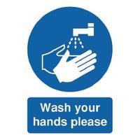 safety sign wash your hands please a5 self adhesive md05851s