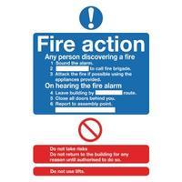 Safety Sign Fire Action Standard A5 PVC FR03551R