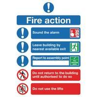 Safety Sign Fire Action Symbol A5 FR099A5