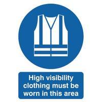 Safety Sign High Visibility Clothing Must be Worn A4 PVC MA02150R