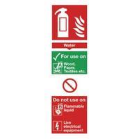 safety sign fire extinguisher water 280x90mm self adhesive f200s