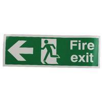 Safety Sign Fire Exit Running Man Arrow Left 150x450mm Self-Adhesive