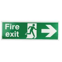 safety sign fire exit running man arrow right 150x450mm self adhesive