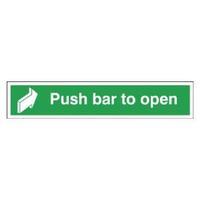 Safety Sign Push Bar to Open 75x600mm Self-Adhesive E14CS