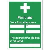 safety sign first aid 600x450mm self adhesive e91as