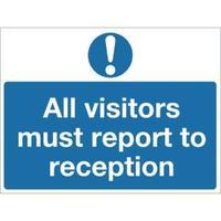 safety sign 450x600mm all visitors must report to reception pvc m78ar