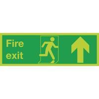 Safety Sign Niteglo Fire Exit Running Man Arrow Up 150x450mm