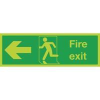 Safety Sign Niteglo Fire Exit Running Man Arrow Left 150x450mm