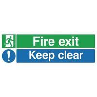 Safety Sign Fire Exit Keep Clear 150x450mm PVC EC08SR