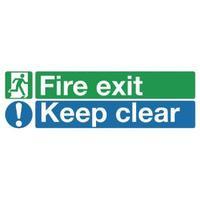 Safety Sign Fire Exit Keep Clear 150x450mm Self-Adhesive EC08SS