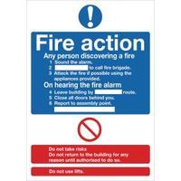 Safety Sign Fire Action Words A4 PVC FR03550R