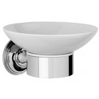Samuel Heath Style Moderne Soap Holder White Ceramic, Stainless Steel Finish, Soap Dish White Ceramic