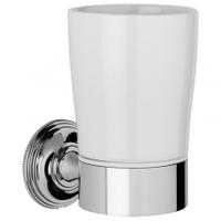 Samuel Heath Style Moderne Tumbler Holder White Ceramic, Stainless Steel Finish, Tumbler Holder