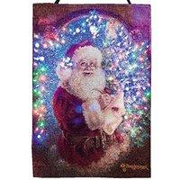Santa with Check List Fibre Optic Christmas Pre-Lit Tapestry