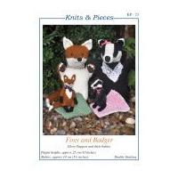 Sandra Polley Foxy & Badger Glove Puppets & Toys Knitting Pattern KP23 DK