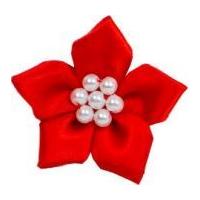 Satin Star Ribbon With Pearls Red