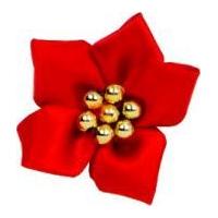 Satin Star Ribbon With Pearls Red & Gold