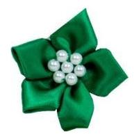 satin star ribbon with pearls emerald green