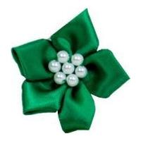 Satin Star Ribbon With Pearls Emerald Green